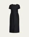 The Row Edmonia Short-sleeve Cotton-silk Midi Dress In Black