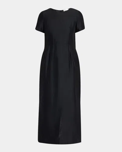 THE ROW EDMONIA SHORT-SLEEVE COTTON-SILK MIDI DRESS