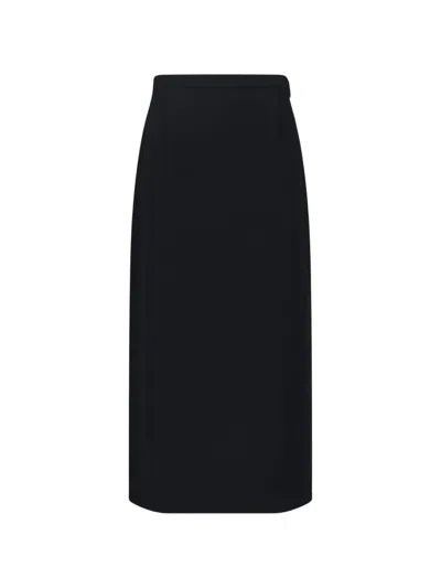 The Row Kavi Wrapped Wool Column Midi Skirt In Black