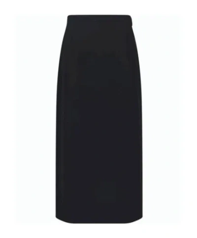 The Row Edric Wool Midi Skirt In Black