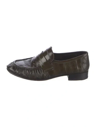 Pre-owned The Row Eel Skin Loafers Leather Loafers In Black