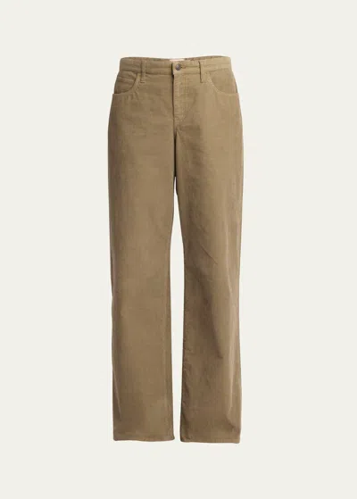 The Row Eglitta Corduroy Straight-leg Pants In Khaki