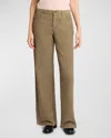 The Row Eglitta Stretch Corduory Wide Leg Pants In Khaki
