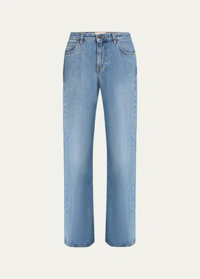 The Row Eglitta Straight Leg Washed Jeans In Light Indigo