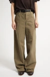 The Row Eglitta Stretch Corduory Wide Leg Pants In Khaki
