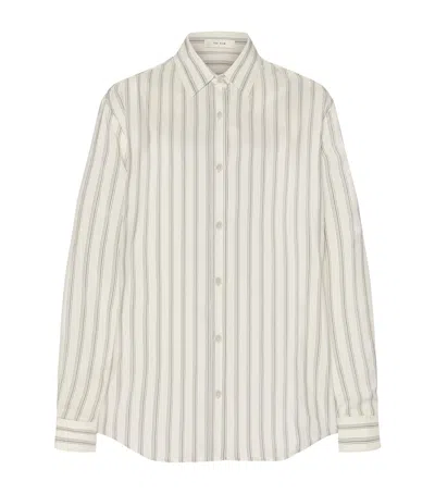 The Row Eirlys Silk Stripe Shirt In Multi