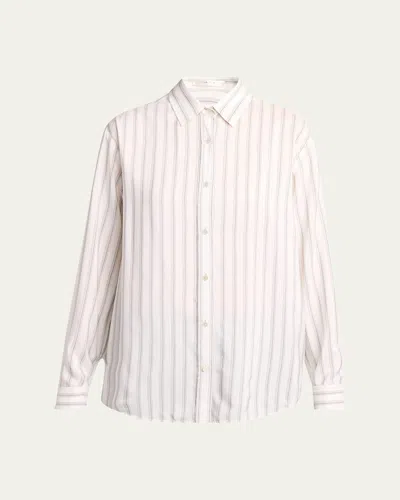 THE ROW EIRLYS STRIPED SILK BUTTON-DOWN SHIRT