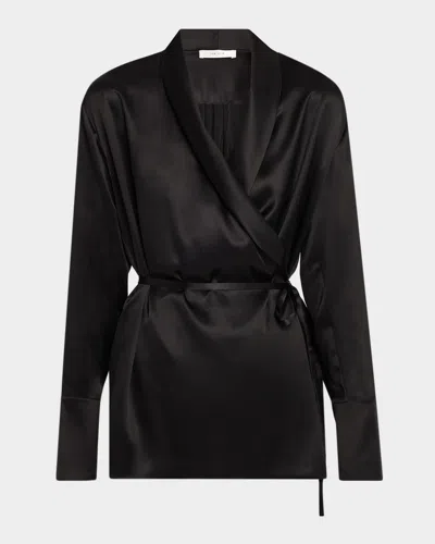 THE ROW EIVIE SILK LONG-SLEEVE WRAP BLOUSE