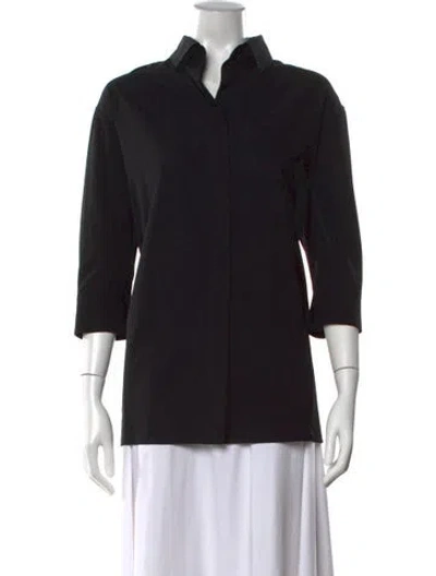 Pre-owned The Row Elada Top Three-quarter Sleeve Button-up Top In Black