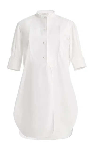 The Row Elaris Cotton Poplin Bib Shirt In White