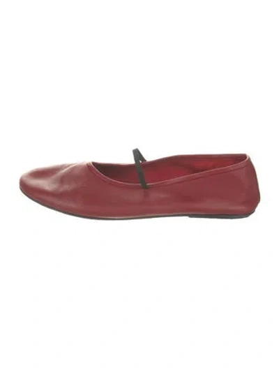 Pre-owned The Row Elastic Ballerina Leather Mary Jane Flats In Red