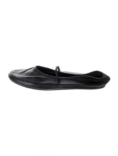 Pre-owned The Row Elastic Leather Ballet Flats In Black