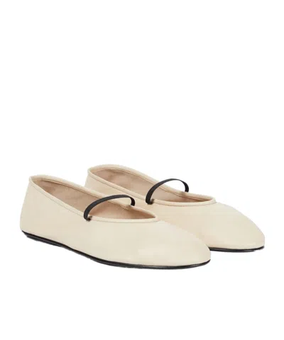 The Row Almond-toe Elasticated-strap Ballerina Flats In Neutrals