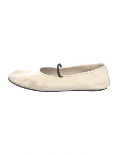 Pre-owned The Row Elastic Leather Mary Jane Flats In Neutral