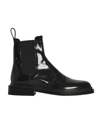 The Row 20mm Elastic Ranger Leather Ankle Boots In Black