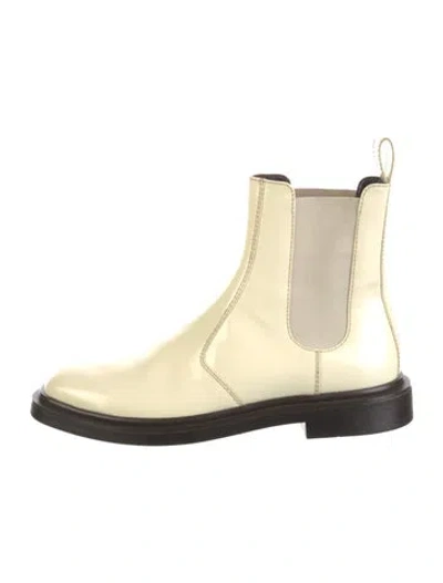 Pre-owned The Row Elastic Ranger Patent Leather Chelsea Boots In Neutral