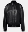 The Row Eleonora Leather Bomber Jacket In Black