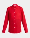 The Row Elia Button Down Silk Blouse In Red