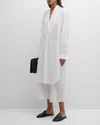 The Row Elinor Long-sleeve Bib-front Midi Shirtdress In Off White