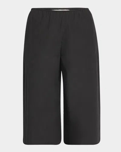 The Row Eliot Wide-leg Crop Pull-on Pants In Black