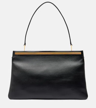 The Row Elise Medium Leather Shoulder Bag In Black