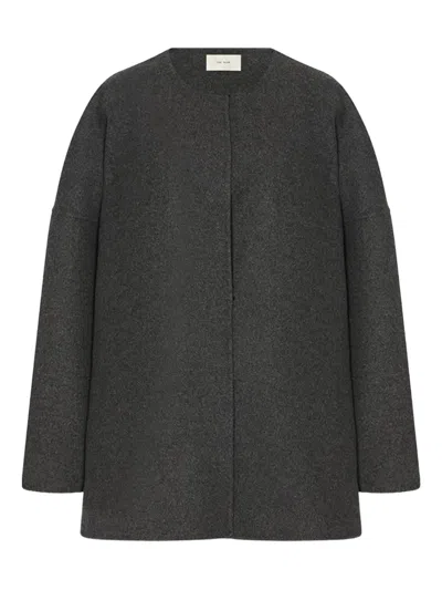The Row Elke Cashmere Round-neck Jacket In Gray