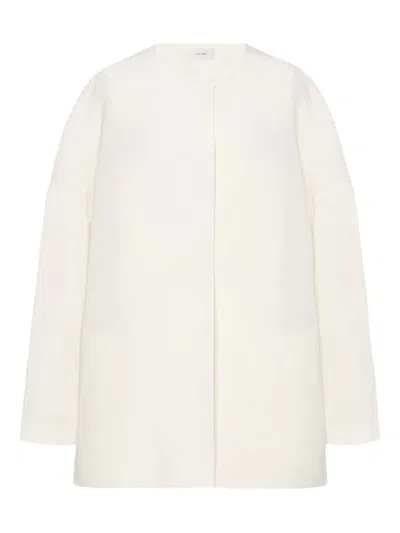 The Row Elke Silk Oversized Jacket In Neutral