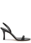 The Row Ella Leather Mules Open Toe Stiletto In Black