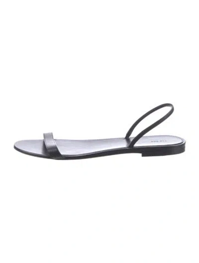 Pre-owned The Row Ella Flat Sandal Leather Slingback Sandals In Black