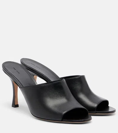 The Row Ella Leather Mules In Black