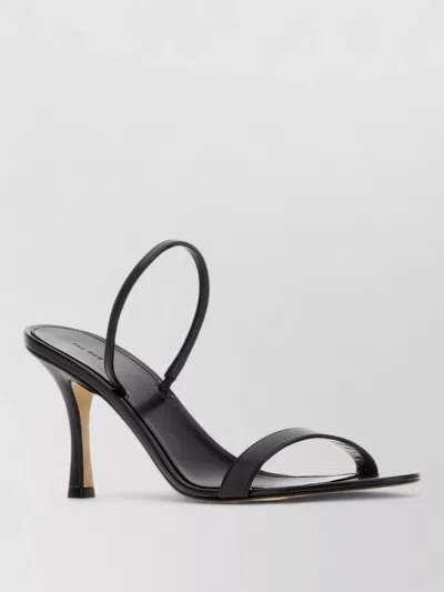 The Row Ella Leather Mules Open Toe Stiletto In Black