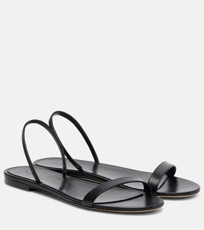 The Row Ella Leather Sandals In Black