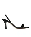 The Row Ella Leather Mules Open Toe Stiletto In Black