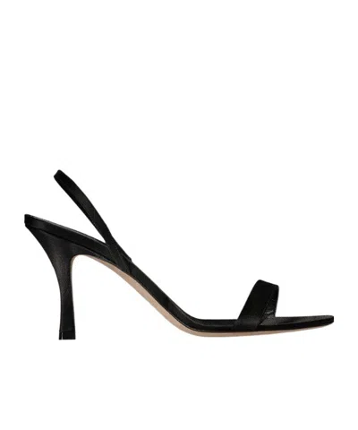 The Row Ella Satin Slingback Sandals In Black