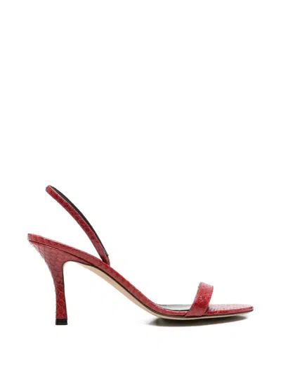 The Row Ella Snakeskin-effect Slingback Sandals In Red