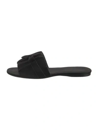 Pre-owned The Row Ellen Satin Slides In Black