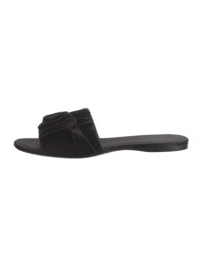 Pre-owned The Row Ellen Satin Slides In Black