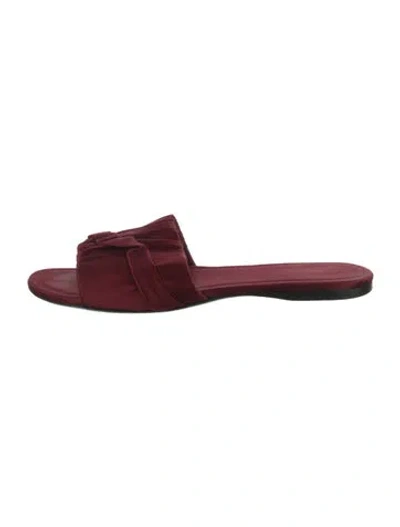 Pre-owned The Row Ellen Satin Slides In Burgundy