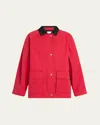 The Row Elodianna Long-sleeve Cotton Utility Jacket In Red