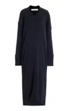 The Row Elodie Knitted Cotton Maxi Dress In Blue