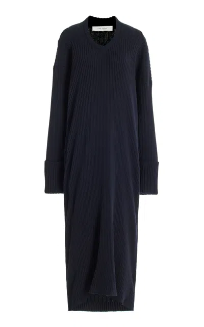 The Row Elodie Knitted Cotton Maxi Dress In Black