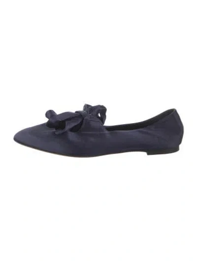 Pre-owned The Row Elodie Satin Ballet Flats In Blue