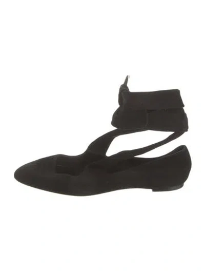 Pre-owned The Row Elodie Suede Ballet Flats In Black