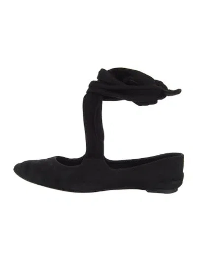 Pre-owned The Row Elodie Suede Flats In Black