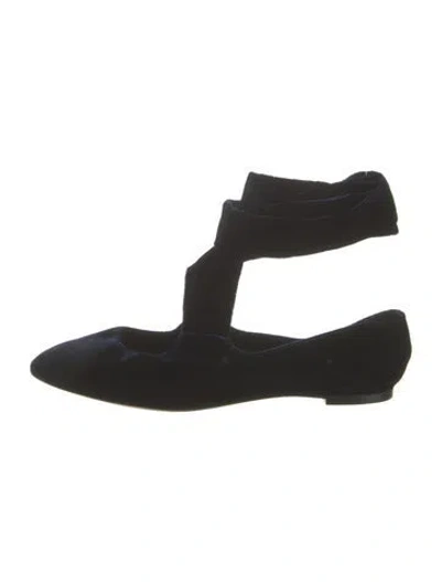 Pre-owned The Row Elodie Velvet Ballet Flats In Blue
