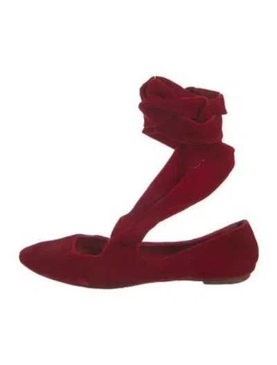 Pre-owned The Row Elodie Velvet Ballet Flats In Red