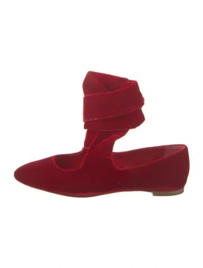 Pre-owned The Row Elodie Velvet Ballet Flats In Red