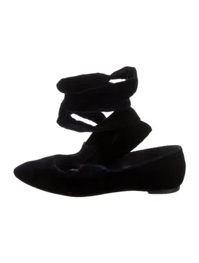 Pre-owned The Row Elodie Velvet Mules In Blue