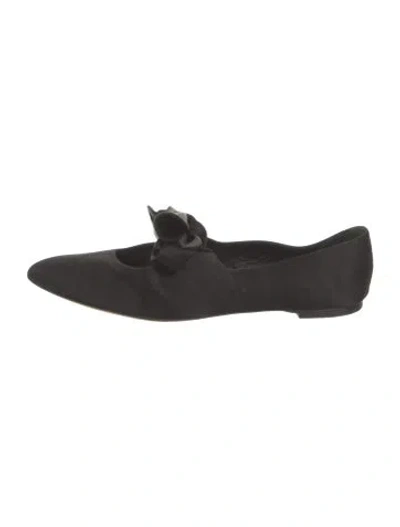 Pre-owned The Row Elodies Satin Mary Jane Flats In Black