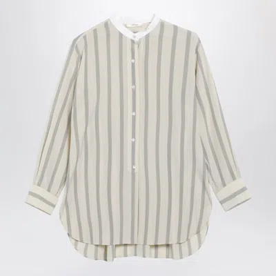 The Row Embroidered Silk Falco Shirt In Neutral
